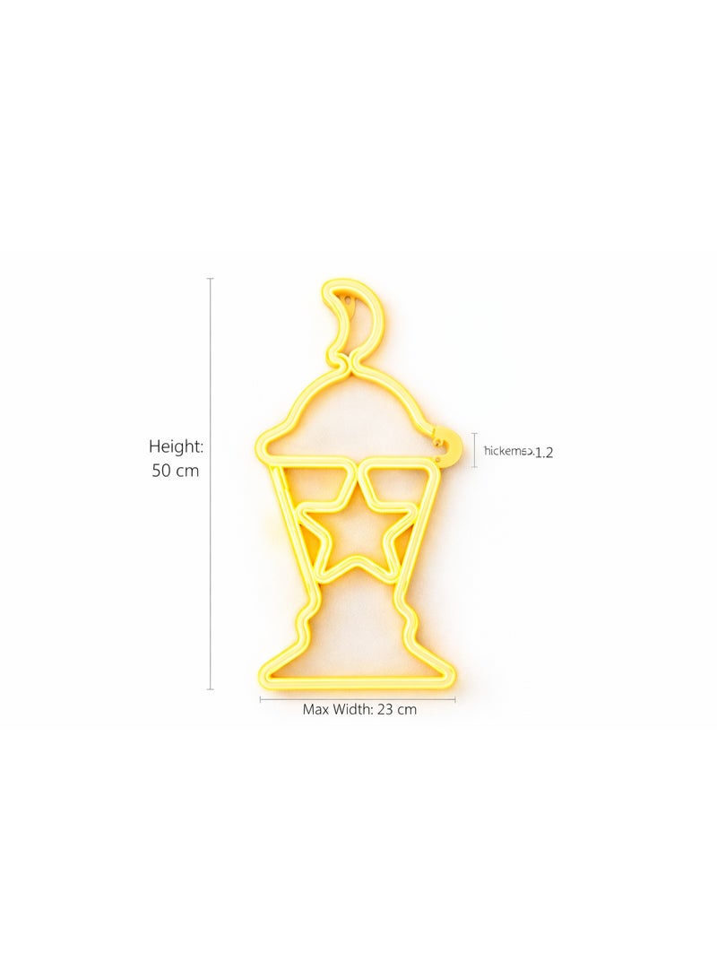 Yu Well Ramadan Lantern With Star Led Wall Light – 50 × 23 Cm – Yellow Decorative Wall Light - Image 2